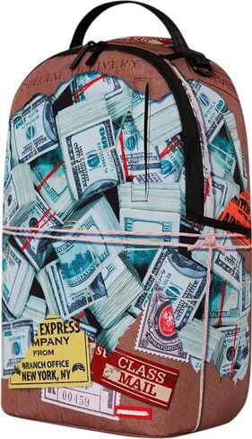 Sprayground Torn Packaging Backpack, Brown, Unisex, Adjustable Straps in Kuwait