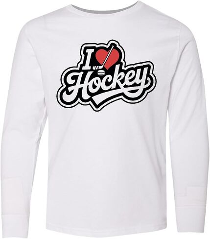 inktastic I Love Hockey Youth Long Sleeve T-Shirt in Saudi Arabia