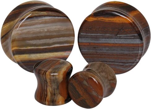 Pair of Natural Sunset Jasper Stone Saddle Plug in Saudi Arabia