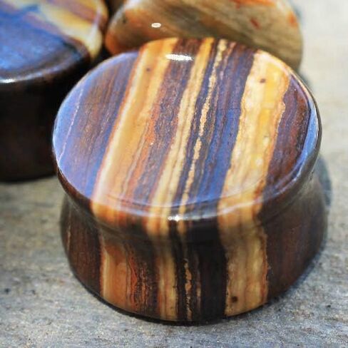 Pair of Natural Sunset Jasper Stone Saddle Plug in Saudi Arabia