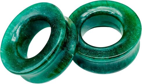 Natural Green Aventurine Gemstone Ear Tunnels Plugs – Handmade Stone Double Flared Gauges – Organic Crystal Body Piercing Jewelry for Stretched Ears Men Women in Saudi Arabia