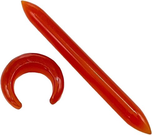 Natural Red Onyx Gemstone Tribal Septum Jewelry Set – Crescent Pincher & Spike Tusk Pair | Handmade Body Piercing Ornament in Saudi Arabia