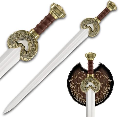المتحدة لأدوات المائدة سيد الخواتم سيف الملك ثيودن | نسخة طبق الأصل من Herugrim LOTR مرخصة رسميًا وقابلة للتحصيل | لوحة العرض متضمنة | شفرة من الفولاذ المقاوم للصدأ مقاس 27.5 بوصة in Kuwait