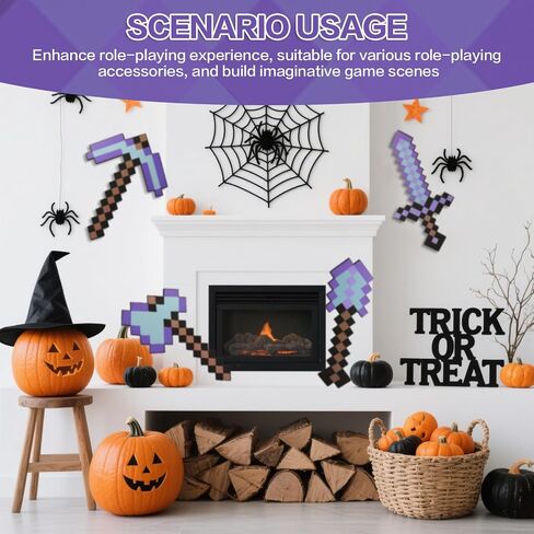 4PCS Sword Pickaxe Axe Shovel EVA Foam Toy Weapon Set – for Kids Cosplay Birthday Party Gift Blue in Saudi Arabia