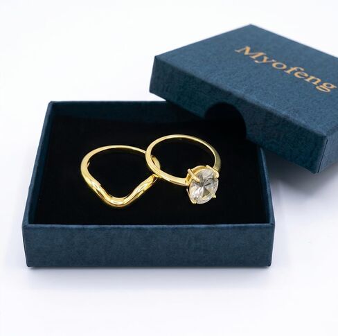 14K Gold Plated Stackable Rings for Women, Non Tarnish Cubic Zirconia Wedding Bands, Dainty Engagement & Promise Rings, Sizes 5-11 in Saudi Arabia
