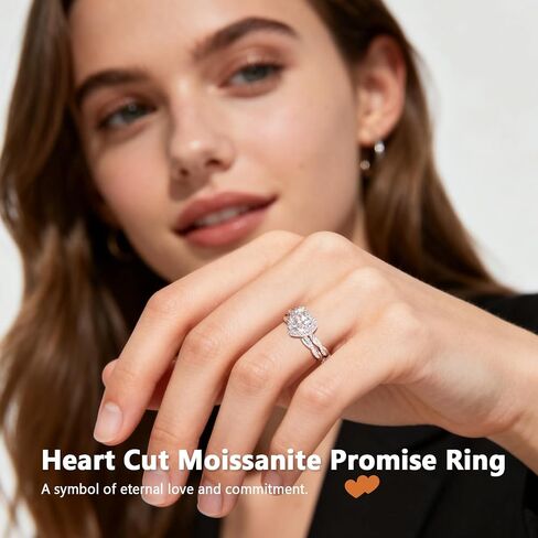 حلقات وعد الخطوبة من AVECON Moissanite لها، 2 قيراط D اللون VVS1 حجر قطع القلب، 925 عقدة من الفضة الاسترليني إنفينيتي عقدة ملتوية هدية وعد الذكرى السنوية للزفاف مع شهادة، مقاس 5-10 in Kuwait