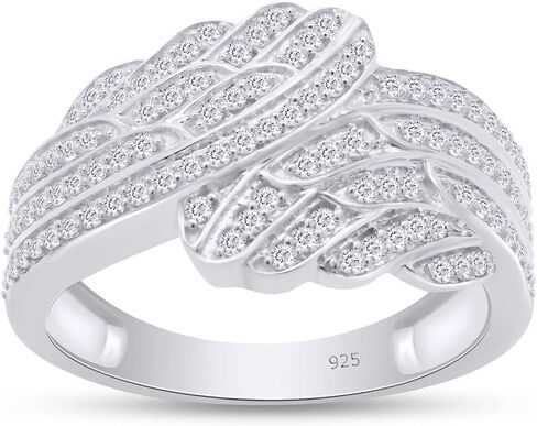 AFFY White Cubic Zirconia Double Angel Wing Promise Ring 14k Gold Over Sterling Silver (0.9 Cttw) in Saudi Arabia