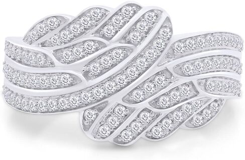 AFFY White Cubic Zirconia Double Angel Wing Promise Ring 14k Gold Over Sterling Silver (0.9 Cttw) in Saudi Arabia