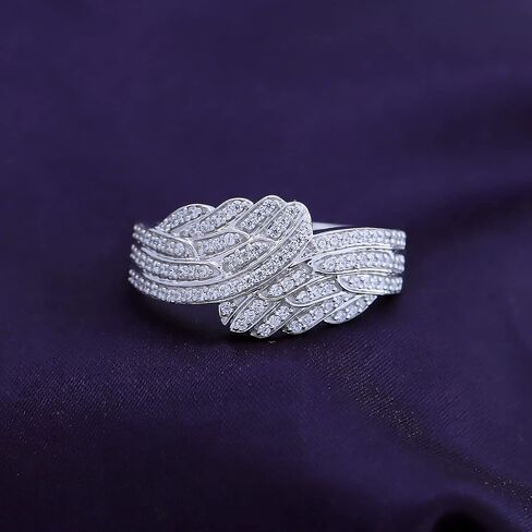 AFFY White Cubic Zirconia Double Angel Wing Promise Ring 14k Gold Over Sterling Silver (0.9 Cttw) in Saudi Arabia