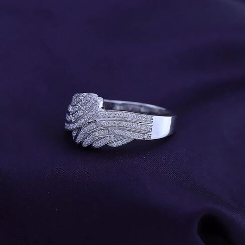 AFFY White Cubic Zirconia Double Angel Wing Promise Ring 14k Gold Over Sterling Silver (0.9 Cttw) in Saudi Arabia