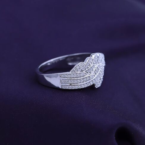 AFFY White Cubic Zirconia Double Angel Wing Promise Ring 14k Gold Over Sterling Silver (0.9 Cttw) in Saudi Arabia