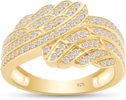 AFFY White Cubic Zirconia Double Angel Wing Promise Ring 14k Gold Over Sterling Silver (0.9 Cttw) in Saudi Arabia