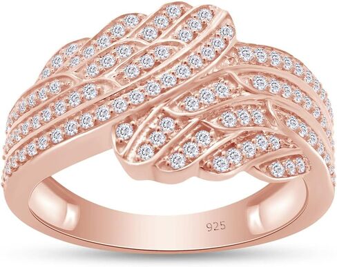 AFFY White Cubic Zirconia Double Angel Wing Promise Ring 14k Gold Over Sterling Silver (0.9 Cttw) in Saudi Arabia