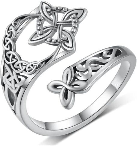 GAUEIOUR Celtic Trinity Ring, Witch Return-Knot Original Celtic Open Adjustable Promise Protection Ring, Fashion Timeless Symbolism Witch Knot Irish Jewelry for Daily Party Wedding in Saudi Arabia