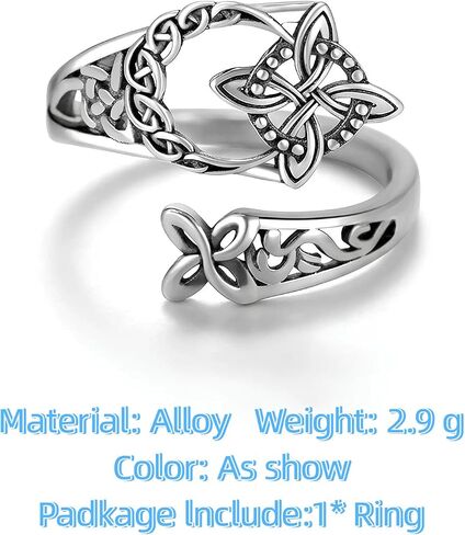 GAUEIOUR Celtic Trinity Ring, Witch Return-Knot Original Celtic Open Adjustable Promise Protection Ring, Fashion Timeless Symbolism Witch Knot Irish Jewelry for Daily Party Wedding in Saudi Arabia