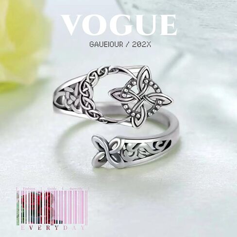GAUEIOUR Celtic Trinity Ring, Witch Return-Knot Original Celtic Open Adjustable Promise Protection Ring, Fashion Timeless Symbolism Witch Knot Irish Jewelry for Daily Party Wedding in Saudi Arabia