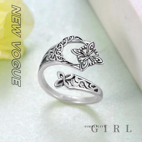 GAUEIOUR Celtic Trinity Ring, Witch Return-Knot Original Celtic Open Adjustable Promise Protection Ring, Fashion Timeless Symbolism Witch Knot Irish Jewelry for Daily Party Wedding in Saudi Arabia