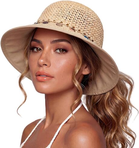 TOP-EX Uvcoolix™ Chicpony Cooling UPF80+ Chin Straps Floppy Wide Brim Beach Straw Sun Hat in Kuwait