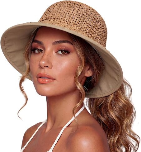 TOP-EX Uvcoolix™ Chicpony Cooling UPF80+ Chin Straps Floppy Wide Brim Beach Straw Sun Hat in Kuwait