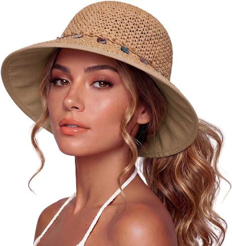 TOP-EX Uvcoolix™ Chicpony Cooling UPF80+ Chin Straps Floppy Wide Brim Beach Straw Sun Hat in Kuwait