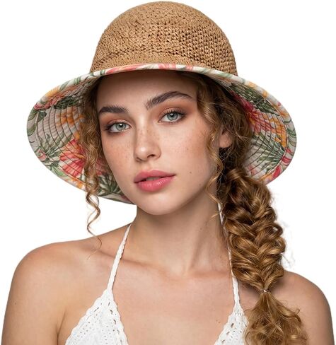 TOP-EX Uvcoolix™ Chicpony Cooling UPF80+ Chin Straps Floppy Wide Brim Beach Straw Sun Hat in Kuwait