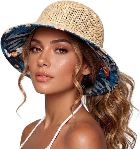 TOP-EX Uvcoolix™ Chicpony Cooling UPF80+ Chin Straps Floppy Wide Brim Beach Straw Sun Hat in Kuwait