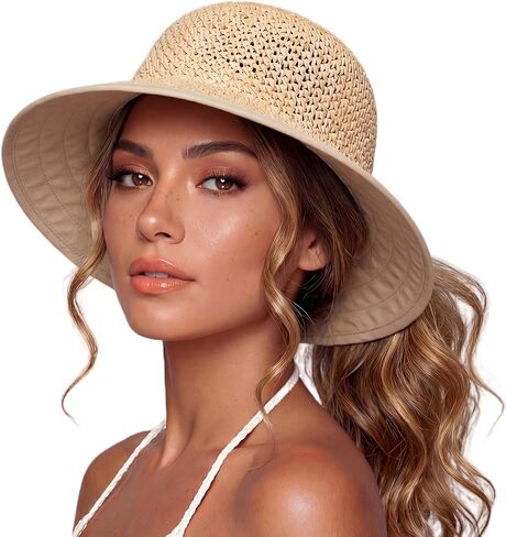 TOP-EX Uvcoolix™ Chicpony Cooling UPF80+ Chin Straps Floppy Wide Brim Beach Straw Sun Hat in Kuwait