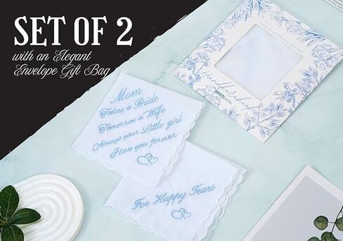 InnoBeta Mother of the Bride Gifts, Wedding Handkerchief For Happy Tears, Something Blue Handkerchiefs Set of 2 in Kuwait