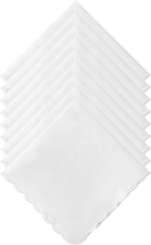 DoreenBeads Handkerchiefs for Women, White Soft Cotton Ladies Hanky Scalloped Wedding Hankies for Embroidery 11.02" in Saudi Arabia