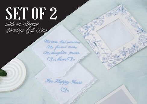 InnoBeta Bride Gifts from Mom, Wedding Handkerchief for Bride, For Happy Tears, Something Blue Handkerchiefs Set of 2 in Kuwait