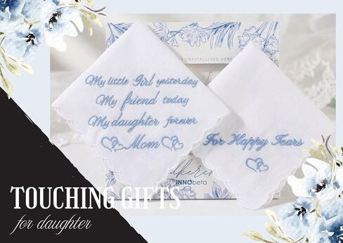 InnoBeta Bride Gifts from Mom, Wedding Handkerchief for Bride, For Happy Tears, Something Blue Handkerchiefs Set of 2 in Kuwait