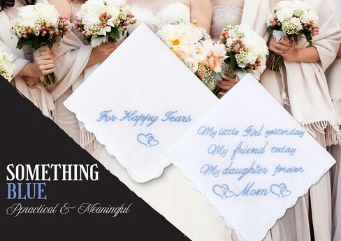 InnoBeta Bride Gifts from Mom, Wedding Handkerchief for Bride, For Happy Tears, Something Blue Handkerchiefs Set of 2 in Kuwait