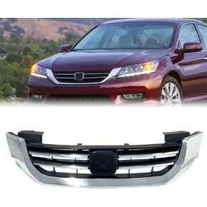 DIBON AUTO Front Chrome Bumper Grill Compatible For Honda Accord Sedan 4 Door Grille 2013 2014 2015