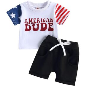 MAYUMMPY Independence Day Toddler Baby Boy Clothes 4th of July T-shirt and Shorts American Flag Outfit Set