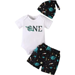 Baby Boy 1st Birthday Outfit Infant Boy First Birthday Clothes Boy Astronauts Cake Smash Bodysuit