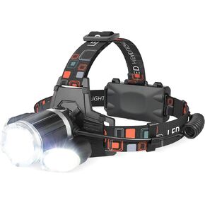 Orange Rechargeable Headlamp, 10000 Lumens, Super Bright LED, 4 Modes, USB Rechargeable, Waterproof, Adjustable, Zoomable Lens, 1 Year Warranty