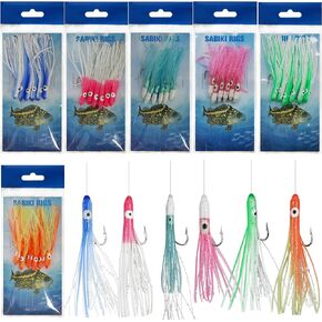 Fishing Squid Rigs,6 Packs Fishing Bait Rig Making Kit Squid Deep Drop Rig Multiple Color EEL Soft Fishing Lure Fishing Swivel Snap for Saltwater Freshwater