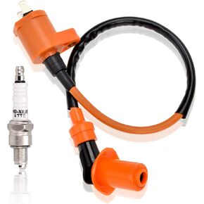 Ignition Coil Spark Plug for GY6 50cc 70cc 90cc 110cc 125cc 150cc Automotive Racing 4-stroke Engine Motorcycle Honda Quad ATV Dirt Bike Taotao Scooter Moped Go Kart Pit Dirt Racing Bike