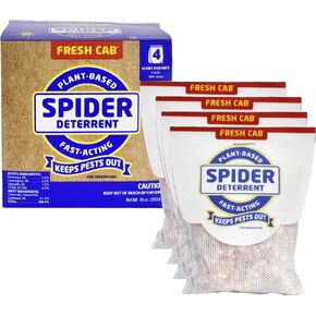 Fresh Cab Spiders Deterrent - Indoor Botanical Pest Control - Safe for Kids & Pets When Used as Directed - Made with Rosemary Essential Oil - 4-Pack