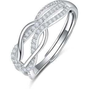 Zeuslia Love Knot Ring Sterling Silver Mother Daughter Rings Adjustable Knot Rings Friendship Rings Love Rings Gifts for Women Girls