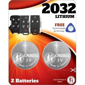 (2 Pack) CR2032 OEM Remote Key Fob Battery Chevy 2032 Replacement for GMC Chevrolet Tahoe Suburban Acadia Yukon Terrain Sierra Silverado (HYQ1AA, HYQ1EA) Check Fitment Guide
