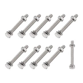 Hex Head Screws Bolts, Nuts, Flat & Lock Washers Kits (M6x80mm) 10Sets, 304 Stainless Steel Assortment Kit - for Home Appliance