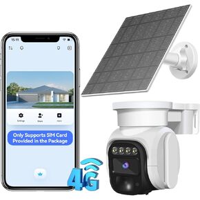 runofast 4G LTE Cellular Security Camera,No WiFi Solar Powered Camera Outdoor,Pan Tilt,2K HD Night Vision,2-Way Talk,Motion&Siren Alert,Playback on Phone-US Version
