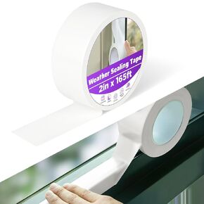 شريط عزل الطقس للنافذة أبيض، 2 بوصة × 165 قدم شريط عازل للطقس لمنع المطر والغبار البارد. مانع تسرب إطار النافذة، لا يترك بقايا، ذاتي اللصق in Kuwait