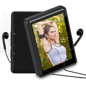 مشغل MP3 بشاشة تعمل باللمس مع بلوتوث، مشغلات MP3 المحمولة SKYBESS بسعة 32 جيجابايت مع فتحة بطاقة TF، مشغل موسيقى MP3 HiFi بدون فقدان مع مكبر صوت، راديو FM، فيديو، مسجل، ساعة منبه، شاشة كاملة 2.4 بوصة