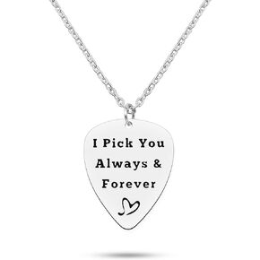 Guitar Pick Necklace Gift Guitar Player Gift Guitar Pick Pendant Necklace Guitar Lovers Gift Musical Gift Guitar Pick Stainless Steel for Men Women Friends Boyfriend Girlfriend Birthday Christmas Gift