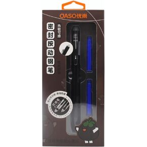 OASO K019 Retractable Erasable Fountain Pen Set 0.5mm with 2pcs Blue Ink Cartridges Smooth Writing for School Students(Black)
