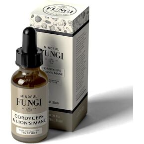Mindful Fungi Lion's Mane Cordyceps Mushroom Supplement, Vegan Lion's Mane Liquid Extract, Brain Support Supplement, Natural Energy and Stamina Support, 1 fl oz, up to 30 Servings