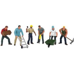 Bachmann Trains - FIGURES - CONSTRUCTION WORKERS (6pcs/pk) - O Scale