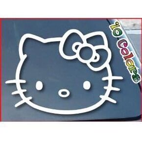 Window Vinyl Decal Sticker Hello Kitty Car Sticker (4" White)